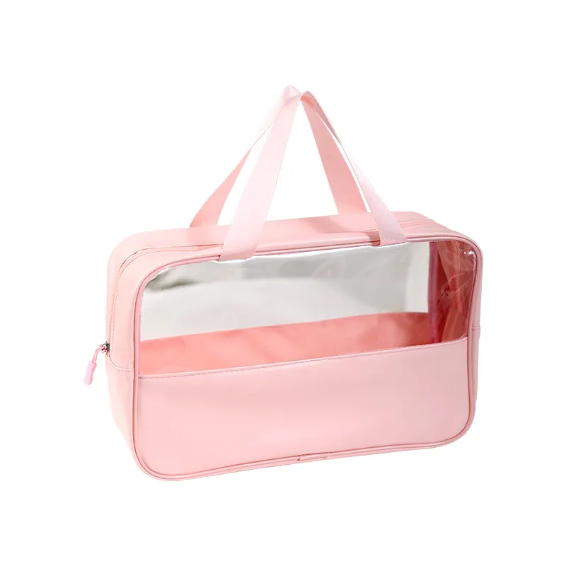 Clear PVC Transparent Cosmetic Bag Waterproof Makeup Artist Large Bag Diaper Case Make Up Pouch with Transparent Vinyl Window