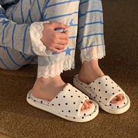 XIXITIAO 2026 Nouvelles pantoufles en coton à pois de style coréen pour femmes, semelle souple antidérapante en EVA, chaussures d'intérieur pour la maison et la chambre