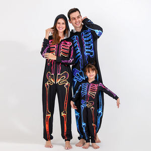 Ropa de descanso Pijamas de vacaciones <span class=keywords><strong>Esqueleto</strong></span> Halloween Impreso Con capucha Fiesta de Halloween Ropa de dormir para la familia - Product Image 1