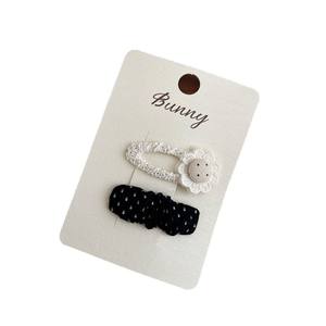 Accessoires pour enfants en coton et <span class=keywords><strong>lin</strong></span>, nœud à pois noir et <span class=keywords><strong>blanc</strong></span>, dentelle en tissu, pince à cheveux élégante, cheveux rebelles, côté cheveux - Product Image 5