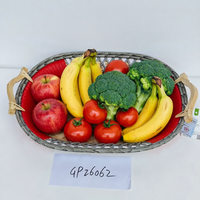 Cesta de Pão Artesanal de Vime com Alças, Estilo Costeiro Colorido, Ecológica, para Servir Frutas e Organização de Cozinha, Peça Única