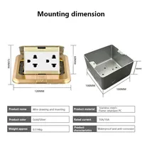 Prise de sol en laiton doré/argenté, modulaire escamotable avec 3 prises 10A, USB universel et RJ45 pour bureau et hôtel