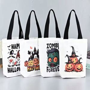 Sacs en toile personnalisés imperméables et portables, à thème festif ouvert, pour les fêtes, 30x50cm, motif bonbons, éléments d'Halloween - Product Image 3