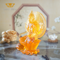 Statue gracieuse en verre cristal de Lakshmi hindoue, design Feng Shui, fonction de veille pour plantes, pour décoration sacrée et espaces spirituels paisibles