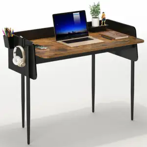 White Wood Low Price Simple Steel Legs Computer Desk For Home Office Bedroom