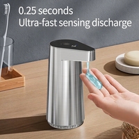 Distributeur de savon automatique sans contact, électrique, à piles, imitation acier inoxydable, à fixation murale, capteur, pour hôtel, salle de bain commerciale
