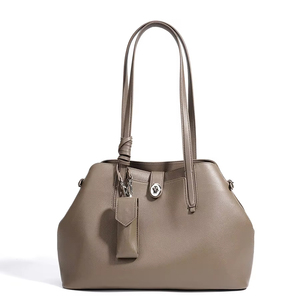 Sac à bandoulière en cuir véritable gris éléphant, luxe discret, grande capacité, sac sous le bras de haute valeur, personnalisation OEM - Product Image 1