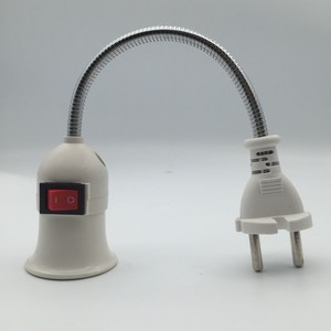Manguera de acero inoxidable <span class=keywords><strong>E27</strong></span> Tapón de rosca Portalámparas <span class=keywords><strong>Enchufe</strong></span> de cable de la UE con cable Precio de fábrica Soporte de luz Blub Venta al por mayor Venta caliente - Product Image 3