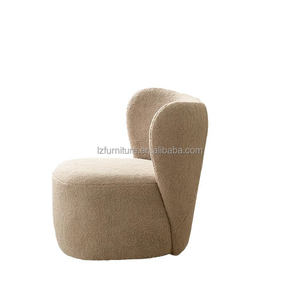 Sillón Moderno de Diseño con Tapicería de Tela Teddy, Sillón Curvo con Respaldo de Ala, Muebles para Recepción de Hotel, Galería de Arte - Product Image 6