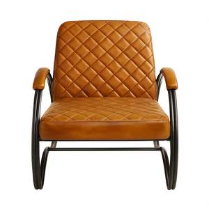 Sofá de cuero Sillas Estilo americano Chesterfield Muebles de sala de estar de cuero genuino Apartamento Diseño moderno de mediados de siglo - Product Image 1