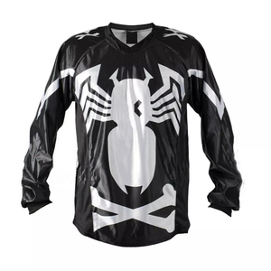 Black Long Sleeve Paintball Jersey With <b>White</b>-Spider-Design For Outdoor-Activities Men's Game-Paintball Camouflage-Tactical - Product Image 1