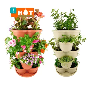 Jardinière en plastique empilable pour pots de fleurs, vente en gros,