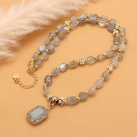 Nuevo Collar de Moda Unisex con Colgante de Diamante, Cristal y Cuentas Irregulares de Ojo de Tigre