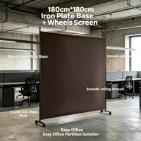 Cloison de bureau mobile moderne personnalisable 180x180cm avec roues en fer, pliable et portable, prix usine de gros, séparateur de pièce