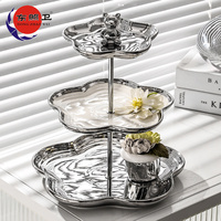 Nouveau Design de décor de fête, support à Dessert, ensemble de plateaux d'affichage pour cupcakes, ours mignon en acier inoxydable, ensemble d'assiettes à Dessert argentées à 3 niveaux