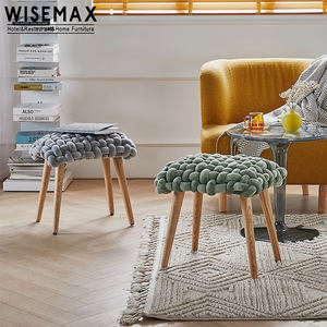 เฟอร์นิเจอร์ WISEMAX ดีไซน์ใหม่ โซฟาห้องนั่งเล่นน่ารัก พร้อมออตโตมันผ้ากำมะหยี่ถักเชือกขนาดเล็ก สำหรับบ้านและวิลล่า - Product Image 1