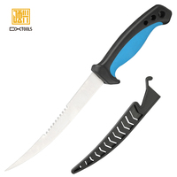 En stock couteau de pêche à manche en caoutchouc souple design personnalisé couteau à filet de pêche OEM