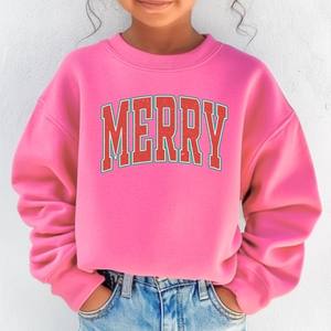 맞춤 로고 레터 유스 메리 레터 풀오버 스웨트셔츠 긴팔 자수 프린트 크루넥 후드 니트 배지 크리스탈 - Product Image 1