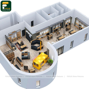 Custom Clothing Boutique Garment Rack Display Cabinet <b>Wall</b> Shelf Checkout Counter Lighting <b>Mirror</b> Unit - Product Image 6