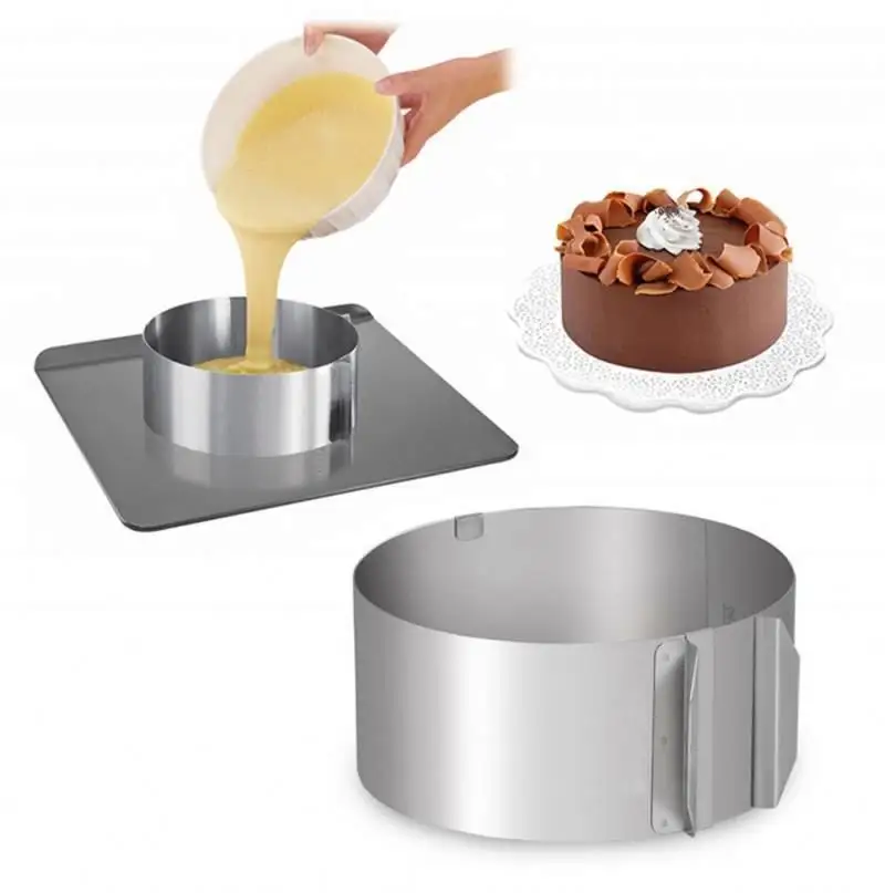 DIY Edelstahl 6-12 Zoll Plätzchen Kreisform Dehnung einstellbar Ring Mousse Kuchen Mousse runder Rand Backwerkzeuge