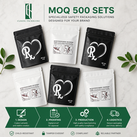 Sachet refermable personnalisé de 3,5 g, anti-odeur, hermétique, avec fermeture éclair, réutilisable, à fente de déchirement, pour aliments, en Mylar, impression hélio, pour lait