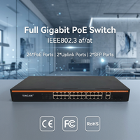 Switch PoE TiNCAM Gigabit 24 Port 2 Uplink 2 SFP Total Daya 400W Unmanaged IEEE 802.3 AT/AF untuk Kamera CCTV AP