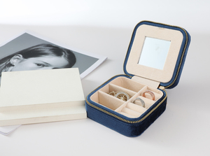Custom Logo Portable Travel Jewelry Box <b>Small</b> Velvet Case for Ring Earring Organizer for Necklaces Home Decor Storage Box - Product Image 4