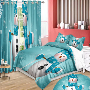 Set di biancheria da letto di <span class=keywords><strong>buon</strong></span> <span class=keywords><strong>natale</strong></span> personalizzato 3D interessante copripiumino creativo personalizzato con tenda doppia Full Queen King Size - Product Image 5