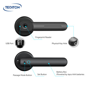 Tediton Đơn Giản Hóa Đòn Bẩy Keyless Khóa Cửa Vân Tay Từ Khóa Với Chìa Khóa - Product Image 5