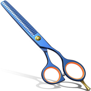 Ciseaux de coiffure bleus Gj de 6 pouces en acier inoxydable, ciseaux à effiler à tête droite pour usage esthétique, finition électrophorétique - Product Image 2