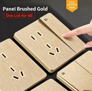 Panel de interruptor y enchufe de pared tipo 86 en oro cepillado, 10A, IP20, montaje oculto, combo de interruptor y enchufe de 1 vía, venta al por mayor - Product Image 6
