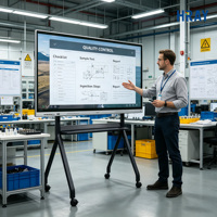 Écran tactile interactif infrarouge HRAY à angle de vue large, affichage UHD tout-en-un, OEM ODM pour l'enseignement scolaire, les entreprises, les conférences de groupe