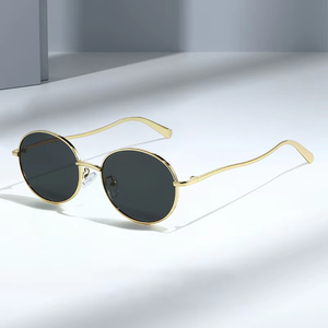 Lunettes de soleil rondes en métal rétro 2025 avec logo personnalisé, monture petite, style punk, protection UV400 pour hommes et femmes - Product Image 2