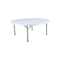 Table ronde pliante en plastique durable de 1,5 m (5 pieds) pour 10 personnes, couleur blanc granit, idéale pour les événements et les fêtes