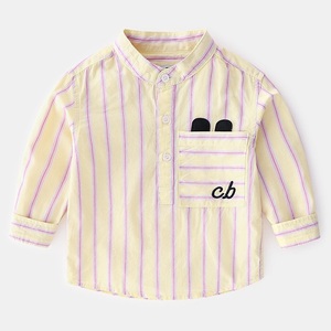 Chemise longue rayée à col montant en coton pour garçon, motif dessin animé, achat direct auprès du fabricant chinois - Product Image 2