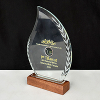 Trophée en cristal personnalisé de pointe avec base en bois MH-LJ0743