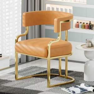 Sang trọng hiện đại phòng ăn đồ nội thất bằng thép không gỉ kem giàu nhung bọc ghế ăn, ghế phòng khách - Product Image 5