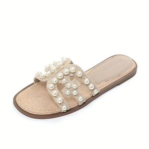 Tassel Beach Casual slippers Women French Clip Toe Flat <b>Block</b> Heel Comfortable Outdoor Summer Walking Slides - Product Image 6