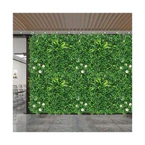P170 Offre Spéciale résistant aux UV Faux feuille de bambou <span class=keywords><strong>synthétique</strong></span> et barrière de haie de fleurs blanches mur d'herbe verte artificielle - Product Image 1