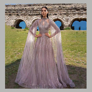 Gaun Panjang Wanita Elegan dengan Jaring Mengilap, Gaun Formal dengan Rumbai dan Payet, Gaun Malam Set Gaun - Product Image 2