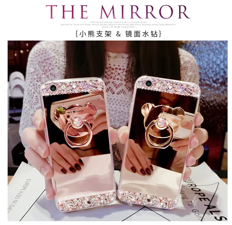 Capa luxuosa com diamante e cristal brilhante para celular, capa traseira com anel para iPhone 15, 14, pro max, 13, 12 mini, 11, XS XR