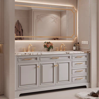 Meuble-lavabo mural autoportant en bois massif avec miroir Kaleido lumineux et double vasque flottante, modèle OEM 2026