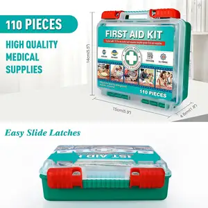 110 Peça Medical Emergency Kit Primeiros Socorros Compacto Kit Caixa de Primeiros Socorros para Viagem Veículo Kit Camping Aid