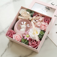 Boîte à fleurs savon pour la saint-valentin, cadeau de luxe, carré, exquis avec fenêtre, saint-valentin