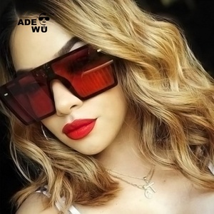 ADE WU STY1733 Oversized Square Sunglasses Women One Piece Flat Top <strong>Sun</strong> <strong>Glasses</strong> <strong>Ladies</strong> Large Frame Colorful Retro Eye <strong>Glasses</strong> - Product Image 2