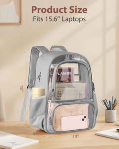 <b>Clear</b> <b>Backpack</b> with PVC Oxford Fabric Heavy Duty Transparent Bookbag with Reinforced Stitching Large Capacity Laptop Bag - Product Image 3