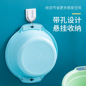 Plastic Washbasin Round Double Handle Deep Basin For Kitchen <b>Vegetable</b> Washing And Face Cleaning - Product Image 3