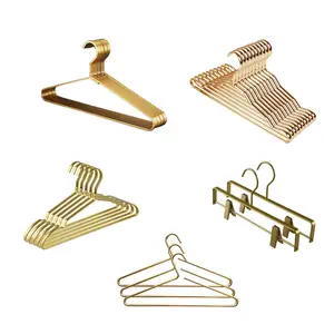 High Quality Wholesale Free Sample Aluminum Gold Hanger Luxury Coat Metal Clothes Hangers