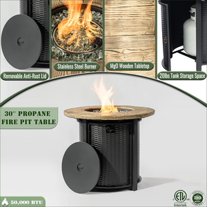 [US Stock] 30" Propane Gas Fire Pit Table 50000 BTU Round Steel Fire Pit with Imitation Wood Grain Finish Fast Shipping US MOQ 1 - Product Image 4