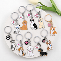 Porte-clés en alliage de zinc en gros, mignons porte-clés de dessin animé chien, chiot, chaton, anime, porte-clés personnalisés en métal émaillé dur ou souple